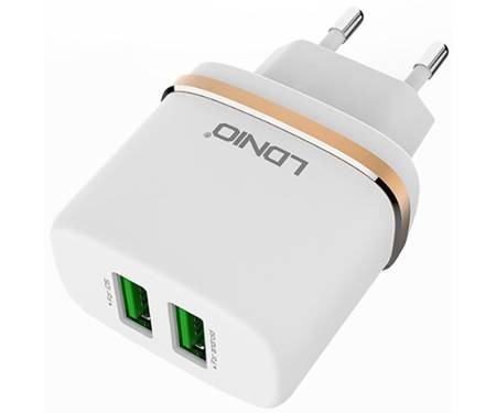 Сетевое зарядное устройство LDNIO DL-AC52 Travel charger 2USB 2.4A + Lightning cable White