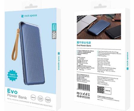 Power Bank Rock Space Evo Type-C 10000 mAh Blue