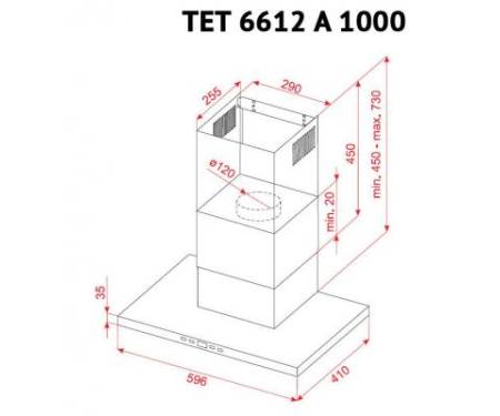 Вытяжка Perfelli TET 6612 A 1000 I LED