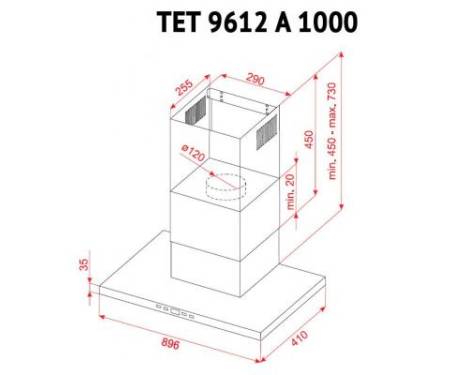 Вытяжка Perfelli TET 9612 A 1000 W LED
