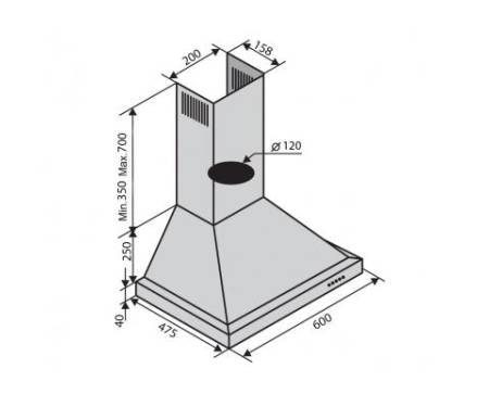 Вытяжка Ventolux LAZIO 60 Inox (750)