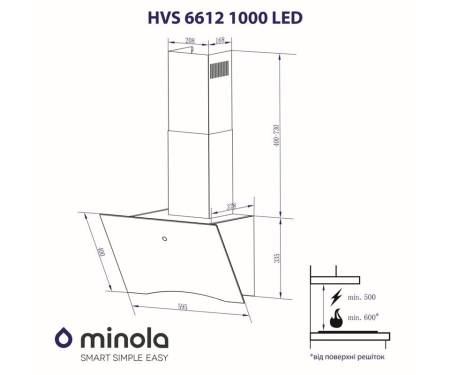 Вытяжка Minola HVS 6612 1000 WH LED