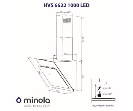 Вытяжка Minola HVS 6622 BL 1000 LED