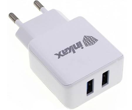 Зарядное устройство INKAX CD-01 Travel charger + Type-C cable 2USB 2.1A White