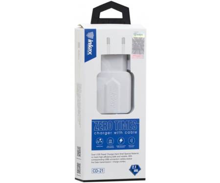 Зарядное устройство INKAX CD-21 Travel charger + Micro cable 2USB 2.1A White