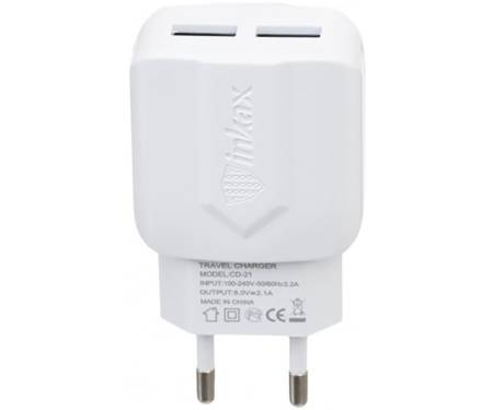 Зарядное устройство INKAX CD-21 Travel charger + Micro cable 2USB 2.1A White