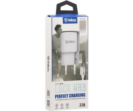 Зарядное устройство INKAX CD-27 Travel charger + Type-C cable 1USB 2.1A White