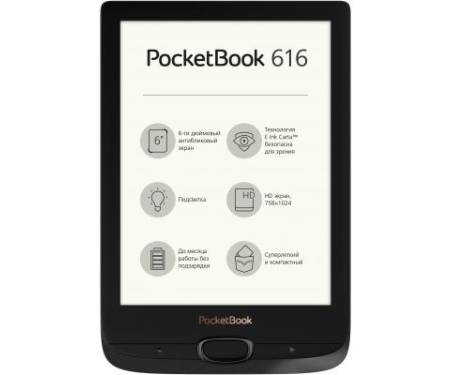 Электронная книга PocketBook 616 Basic Lux2, Obsidian Black (PB616-H-CIS)