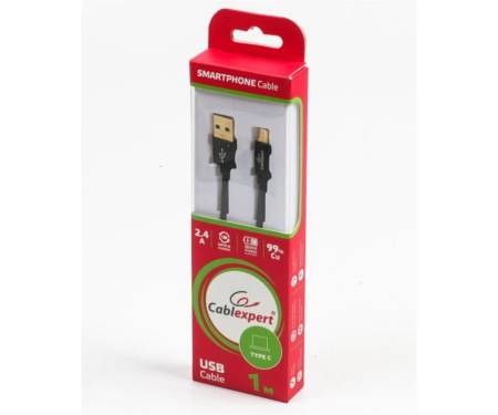 Кабель Cablexpert (CCPB-C-USB-04BK) USB 2.0 A - USB Type-C, премиум, 1м, черный