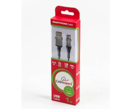 Кабель Cablexpert (CCPB-C-USB-09BK) USB 2.0 A - USB Type-C, премиум, 1м, черный