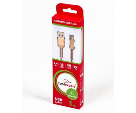 Кабель Cablexpert (CCPB-M-USB-08G) USB 2.0 A - microUSB B, премиум, 1м, золотистый