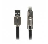 Кабель Cablexpert (CCPB-ML-USB-05BK) USB 2.0 BM - Lightning + microUSB, премиум, плоский, 1м, черный