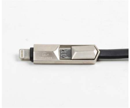 Кабель Cablexpert (CCPB-ML-USB-05BK) USB 2.0 BM - Lightning + microUSB, премиум, плоский, 1м, черный