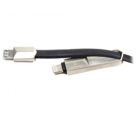 Кабель Cablexpert (CCPB-ML-USB-05BK) USB 2.0 BM - Lightning + microUSB, премиум, плоский, 1м, черный