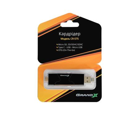 Кардридер Grand-X OTG TypeC+USB3.0 (CR-575)