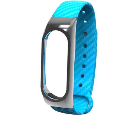 Ремешок UWatch Silicon Carbon Fiber Plastic Frame Replacement Wrist Band For Mi Band 2 Blue