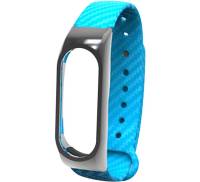 Ремешок UWatch Silicon Carbon Fiber Plastic Frame Replacement Wrist Band For Mi Band 2 Blue