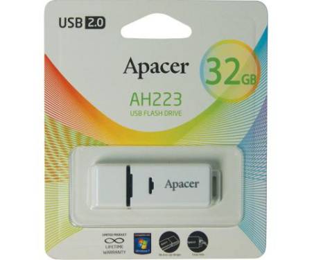 Флешка 32GB AH223 Gray RP USB2.0 Apacer (AP32GAH223W-1)
