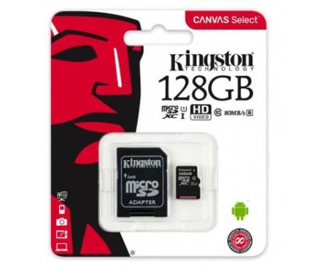 Карта памяти Kingston 128GB microSD class 10 UHS-I Canvas Select (SDCS/128GB)