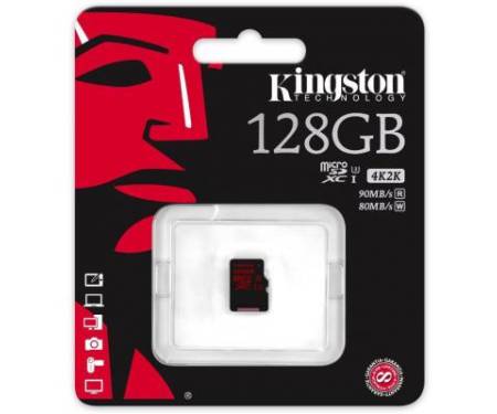 Карта памяти Kingston 128GB microSDXC class10 UHS-I U3 (SDCA3/128GBSP)