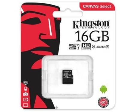 Карта памяти Kingston 16GB microSDHC class 10 UHS-I Canvas Select (SDCS/16GBSP)
