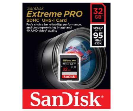 Карта памяти SanDisk 32GB SDHC Class10 UHS-I V30 4K Extreme Pro (SDSDXXG-032G-GN4IN)