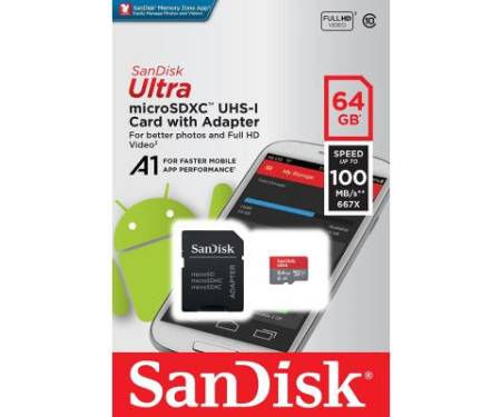 Карта памяти SanDisk 64GB microSDXC class 10 UHS-I A1 Ultra (SDSQUAR-064G-GN6TA)