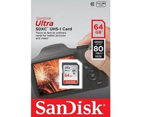 Карта памяти SanDisk 64GB SDXC Class 10 UHS-I (SDSDUNC-064G-GN6IN)