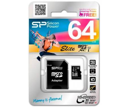Карта памяти Silicon Power 64GB microSDXC Class 10 UHS-ISDR (SP064GBSTXBU1V10SP)