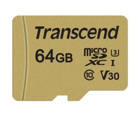 Карта памяти Transcend 64GB microSDHC class 10 UHS-I U3 V30 (TS64GUSD500S)