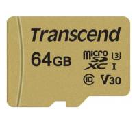 Карта памяти Transcend 64GB microSDHC class 10 UHS-I U3 V30 (TS64GUSD500S)