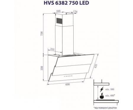 Вытяжка MINOLA HVS 6382 WH 750 LED