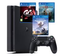 Sony Plyastation 4 Slim 1TB Black+(Gran Turismo Sport, God of War, Horizon Zero Dawn)