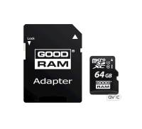 GOODRAM 64 GB microSDXC class 10 UHS-I+SD Adapter M1AA-0640R12