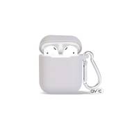 Силиконовый чехол для Airpods Silicon case с карабином и ремешком (Gray)