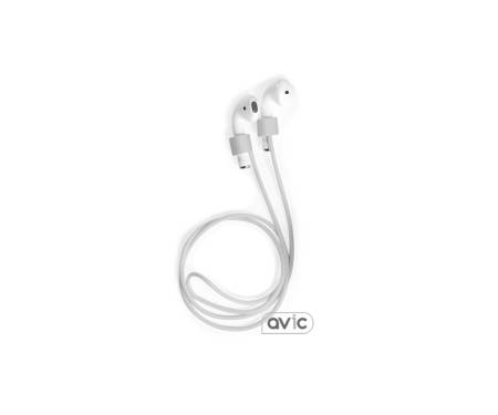 Силиконовый чехол для Airpods Silicon case с карабином и ремешком (Gray)