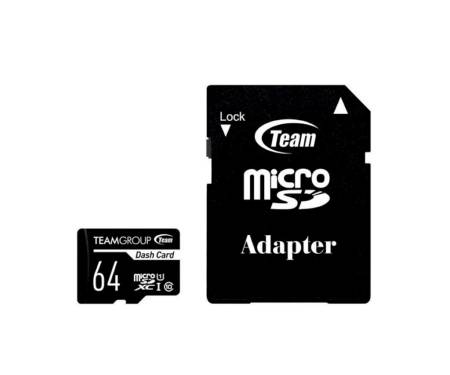 TEAM 64 GB microSDXC Class 10 UHS-I Dash Card + SD Adapter TDUSDX64GUHS03 