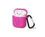 Силиконовый чехол для Airpods Silicon case с карабином и ремешком (Hot pink)