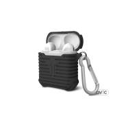 Силиконовый чехол для Airpods PiBlue Ribbed silicon case с карабином  (Black)
