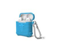 Силиконовый чехол для Airpods PiBlue Ribbed silicon case с карабином  (Blue)