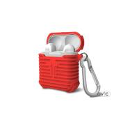 Силиконовый чехол для Airpods PiBlue Ribbed silicon case с карабином (Red)