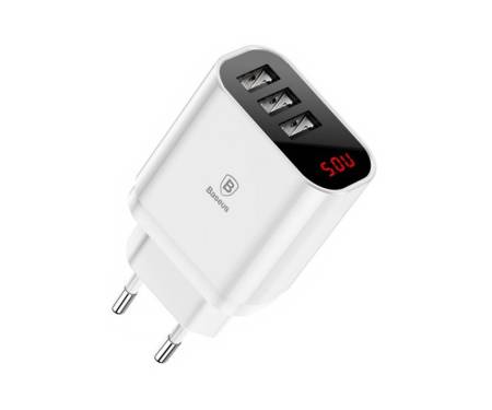 Baseus Mirror Traveler Intelligent Digital Display 3.4A 3USB White