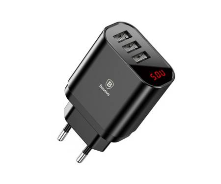Baseus Mirror Traveler Intelligent Digital Display 3.4A 3USB Black