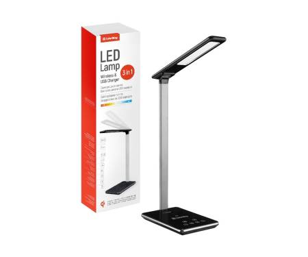 Лампа ColorWay LED с беспроводной зарядкой и USB Black (CW-DL01WC-B)