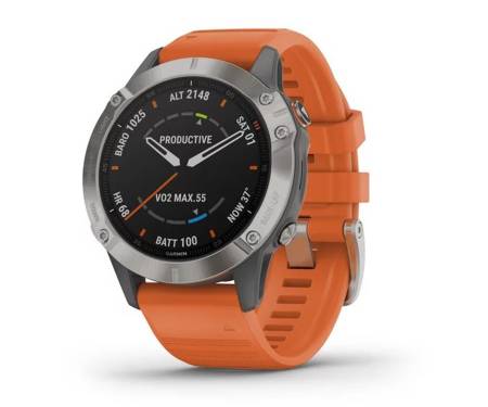 Спортивные часы Garmin Fenix 6 Pro Sapphire Titanium with Ember Orange Band (010-02158-14)