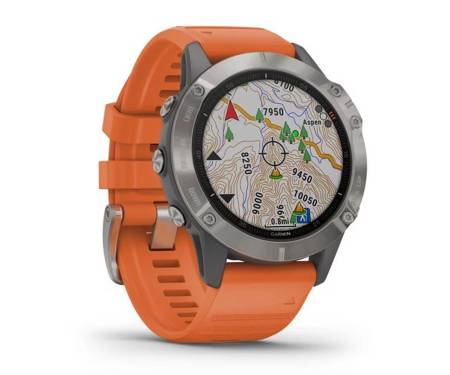 Спортивные часы Garmin Fenix 6 Pro Sapphire Titanium with Ember Orange Band (010-02158-14)
