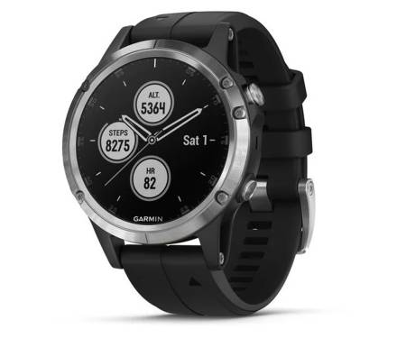 Спортивные часы Garmin Fenix 5 Plus Silver with Black Silicone (010-01988-60)