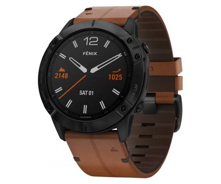 Спортивные часы Garmin Fenix 6X Pro Sapphire Black DLC with Chestnut Leather Band (010-02157-14)