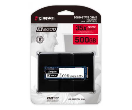 SSD накопитель 500GB Kingston A2000 M.2 2280 PCIe NVMe 3.0 x4 3D TLC (SA2000M8/500G)