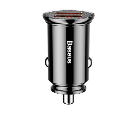 Автомобильное зарядное устройство Baseus Circular Plastic QC 3.0 30W 2USB Black